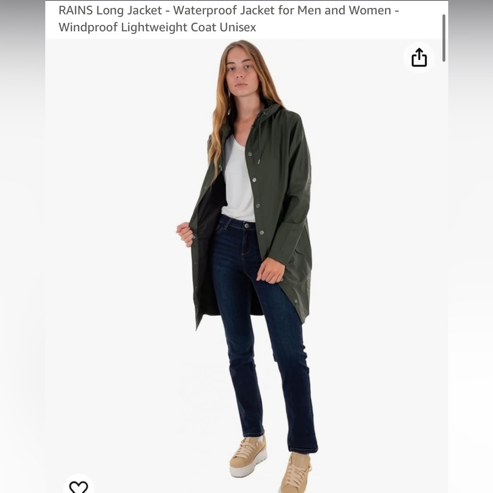 Nwt rains long jacket in color evergreen size Xs & small available! $125